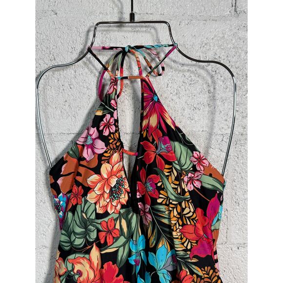 O'Neill Juniors Reina Women's Halter Cut-Out One-Piece Swimsuit Multi Large - Picture 3 of 11